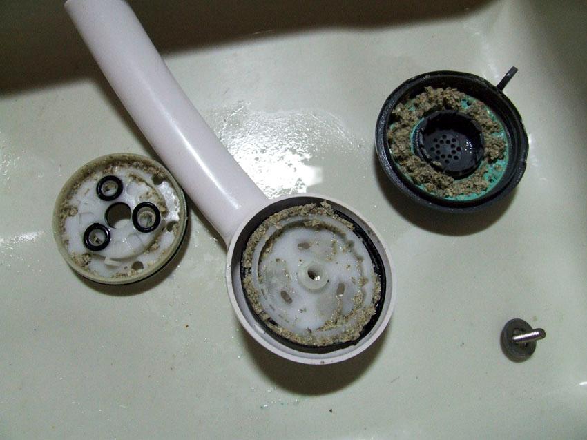 Limescale Build Up On A Shower Head